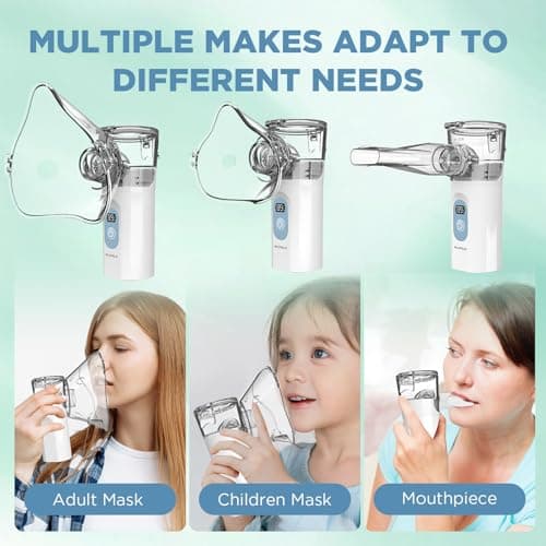 Mldnld Nebuliser Machine for Adults, Quiet Inhaler with Included Storage Bag, Rechargeable with 2 Masks & Mouthpiece, Easy to Use and Clean,Perfect Nebulizer for Travel and Home Use — view 3