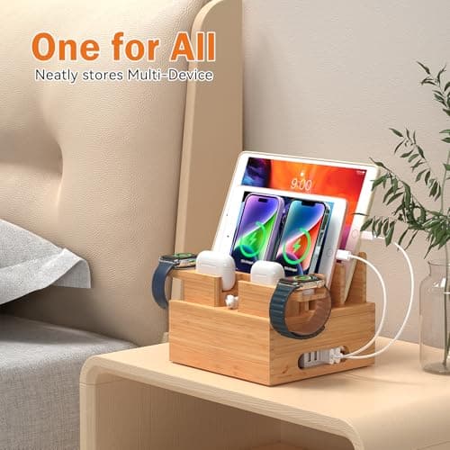 Pezin & Hulin Bamboo Phone Charging Stand with 2 Watch & Earbuds Holders — view 5