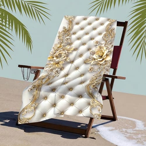 Beach Towel Leather Diamond Rose Quick Dry Microfibre Printed Beach Towels Gold Super Absorbent Beach Towel for Swim 160 x 80 cm Soft Sand Free Lightweight — view 2