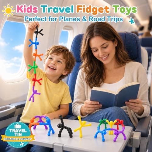 12 Pcs Magnetic Men Fidget Toys for Kids, Magnet Travel Toys with Metal Box — view 2