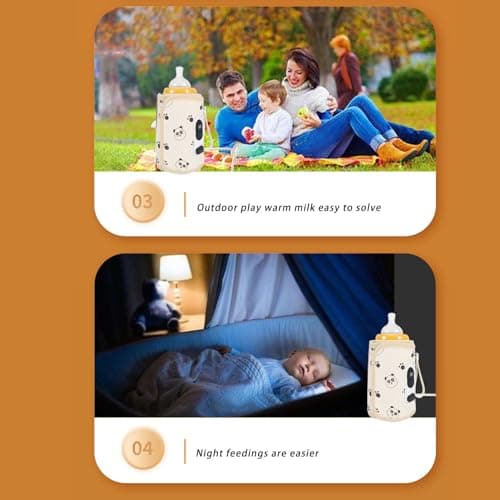 Segrehy Portable Baby Bottle Warmer, USB Rechargeable for Travel, Fast & Even Heating with Precise LCD Display for Safe Temperature Control, Fits Most Bottles, Days Out, Nursery & Home Use — view 5