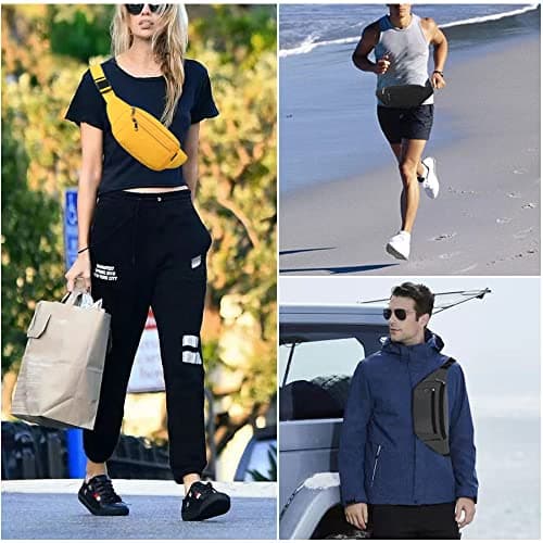 Bumbags Waist Fanny Packs for Men Women Fashion Bum Bag with Adjustable Belt for Sport Running Hiking Jogging Travel Cycling Walking Dog Boys Ladies (Black) — view 6