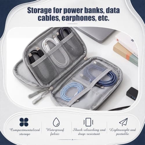 Hsei 6 Pack Electronic Organizer Small Travel Cord Carrying Case Portable Tech Cable Organizer Pouch Waterproof Carrying Case for Cord Charger Earphone USB Card Cables Power — view 6