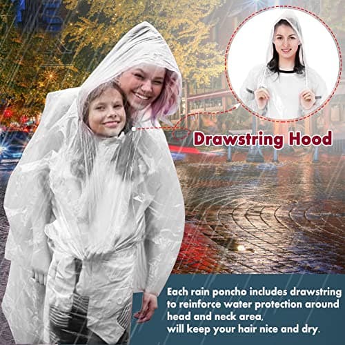 wehers Rain Poncho Waterproof Adult 5 Pack with Sleeves and Drawstring Hood — view 4