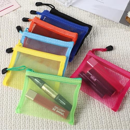 7 Pcs Small Make up Bag Set, 13cm x 10cm, Seven Colors — view 3