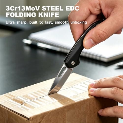 DRACHENADER 2-Piece Folding Pocket Knife Set, UK Legal Non-Locking 2.09 Inch Blade, 3Cr13MoV Steel Silver & Black Mini Manual Non-Assisted Utility Knives for Package Opening — view 2