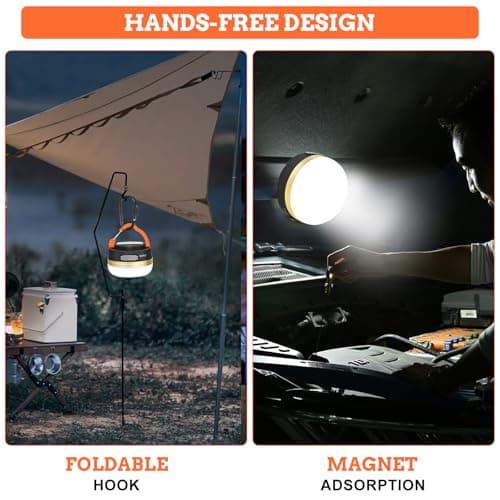 2 Pack Camping Lights, USB Rechargeable Camping Lantern LED Tent Light with Magnetic Base, 3 Modes with Hook Waterproof Portable Outdoor Camping Lamp for Camping Hiking Fishing Emergency Home — view 5