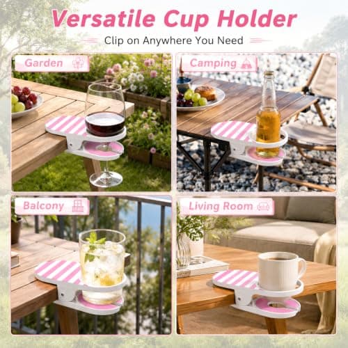 Clip On Cup Holder, Clamp On Cup Holder for Chair, Beach Chair Cup Holder Portable Drink Holder with Strong Clamp for Desk Table Pool, Cruise Outdoor Use — view 6