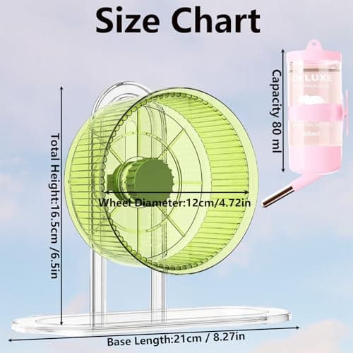 2-Piece Hamster Wheel and Water Bottle Set, Hamster Exercise Wheel with Pet Water Dispenser, Small Pet Cage Accessories for Running and Daily Hydration — view 2
