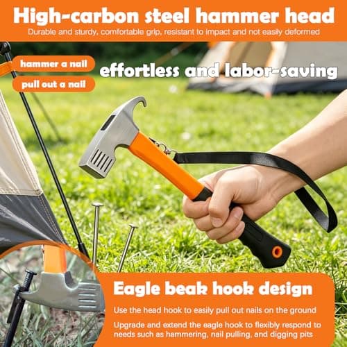 Camping Mallet Tent Peg Puller, 12" Heavy Duty Steel Hammer Stake Remover — view 3