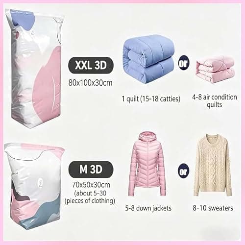 2PCS No Pump Vacuum Storage Bags, 2027 New Large Cube Vacuum Seal Bags, Press & seal, No Pump Needed for Jumbo Clothes Bedding, Comforters, Off‑Season Gear (XXL) — view 2
