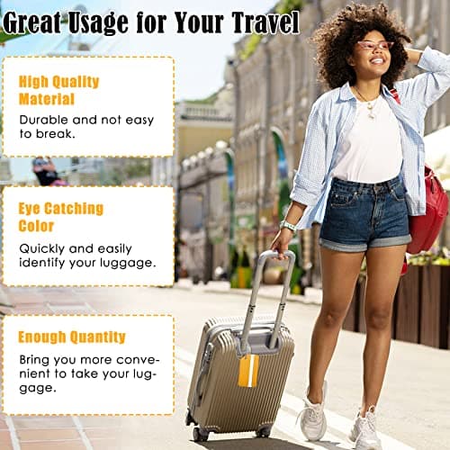Yizhet Luggage Tags, 6 Pcs Suitcase Tags Aluminum Alloy with Steel Loop & Waterproof Name ID Card for Travel Bag, Checked Luggage, Suitcases, Laptop Bags, Backpacks, 8 x 4cm, Gold — view 4