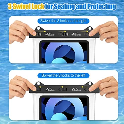 MoKo Waterproof Tablet Case, Tablet Pouch Dry Bag Compatible with iPad 9th 2021, iPad mini 6, iPad Air 5 2022, Air 4 10.9, Air 3 10.5, iPad Pro 11/10.5, iPad 10.2/9.7, Galaxy Tab A7/A8, Clear — view 5