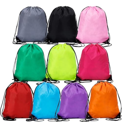 flintronic 10PCS Drawstring Bags, Drawstring Backpack Bags for Gym Sport Sack, Large PE Bag, String Backpacks for Beach, Travel, Swimming, Holiday-Multicolor