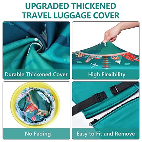 flintronic Travel Luggage Cover Elastic, Luggage Cover, Suitcase Cover, 22-25 Inch Suitcase Protective Cover, with Luggage Tag*1+Luggage Strap*1 (M) — view 5