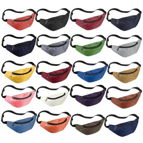 Saintrygo 20 Pcs Neon Fanny Pack Bulk, 90s 80s Fanny Pack Adjustable Waist Bags, Vintage Bag, Oxford Cloth for Workout Traveling Running Bachelor Party Favors Women Men, Dark Color
