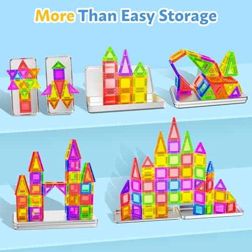 MXBLOCKY Mini Magnetic Tiles Travel Set for Kids Ages 3-8 41PC with Tin Box — view 5