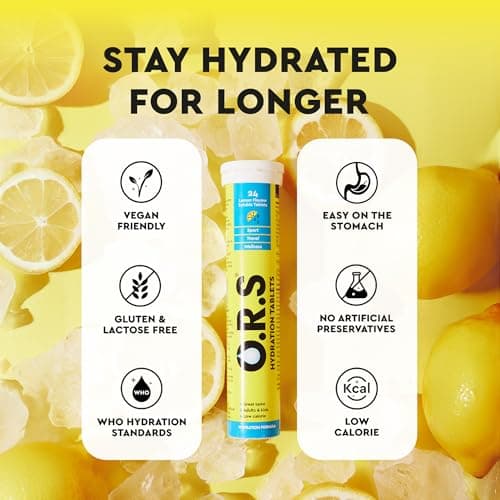 O.R.S Hydration Tablets - Lemon, Pack of 1 | Winter Electrolytes for Dehydration, Sports & Travel Recovery Drinks | Oral Rehydration Salts for Electrolyte Replacement | Vegan, Gluten-Free, Low Calorie — view 3