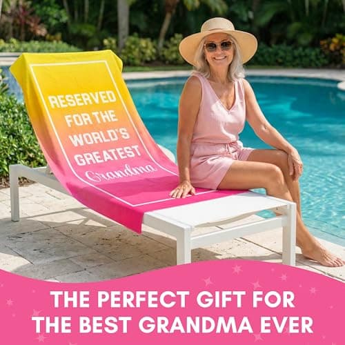 Ethisa Grandma Beach Towel - Best Grandma Ever Summer Gift for New Grandmothers - Travel Friendly Grandma Birthday Gift from Granddaughter or Grandson - Mother's Day Pool Gift - 60"x30" — view 2