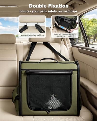 Dog Car Carrier LightWeight 50×37.5×43cm, Foldable Dog Carrier, Green — view 3