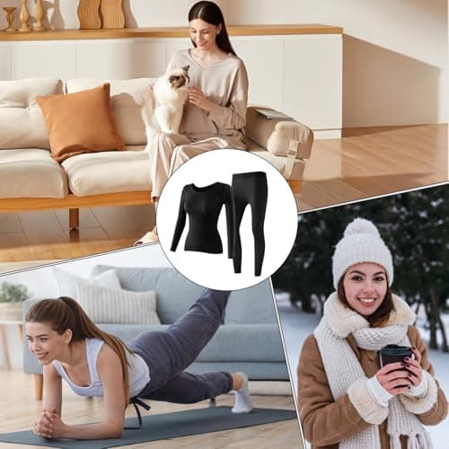 Thermals for Women Soft Elastic Seamless Daily Supplies Black — view 4