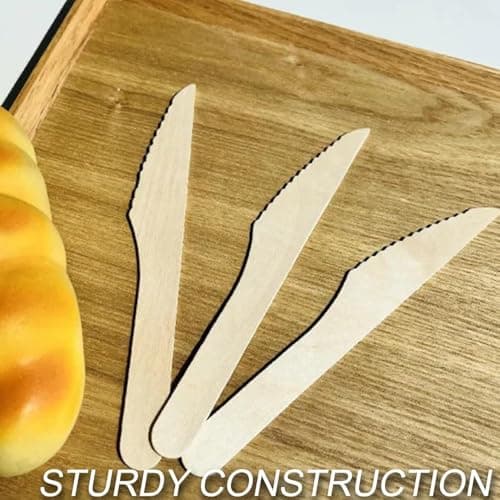 MIXEL Disposable Wooden Knife, Comfortable Grip, Lightweight And Portable, Ideal For Parties, Picnics, Camping, Takeaway, Everyday Use, Durable Construction, (20 Pcs) — view 2