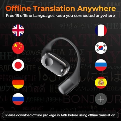 Kentfaith Translation Earbuds, 3-in-1 Bluetooth 5.3 AI Translator Earbuds with 150 Languages, 98% Accuracy, 0.3s Live Translation, with Offline Support for Travel/Business/Learning — view 3