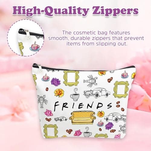 Friendship Gifts, Friends Makeup Bags, Beautiful Cosmetic Bag, Waterproof Linen Travel Toiletry Bag with Zipper, Portable Pouch Bag Gifts for Best Friend Lady Birthday — view 2