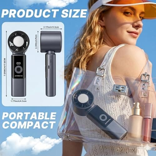 Portable Handheld Fan with Ice Cooler Pad, 5000mAh Rechargeable, 199 Speeds — view 2
