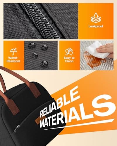 HOTOR Insulated Lunch Bags for Women Men Cooler Lunch Box, Black — view 4