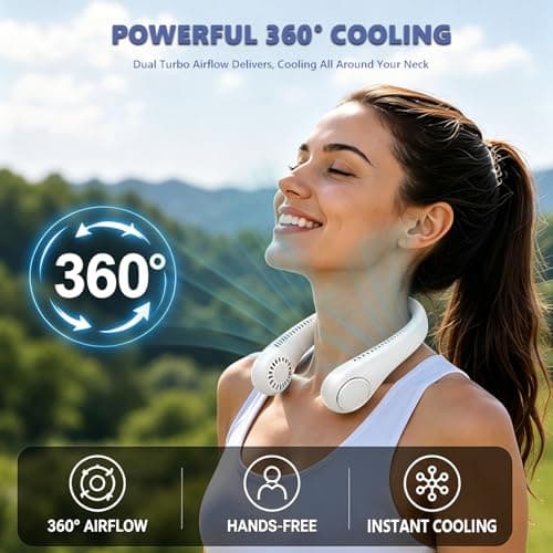 Extraible Portable Neck Fans Rechargeable, 3 Speed Hanging Bladeless Fan, 360° Cooling Personal Fan, USB Rechargeable Hands Free Quiet Wearable Fan for Men Women Home Office Travel Sports (Green) — view 5