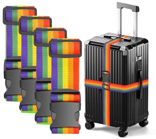 Ninmaofly 4 Pcs Luggage Straps for Suitcases, Adjustable Suitcase Straps