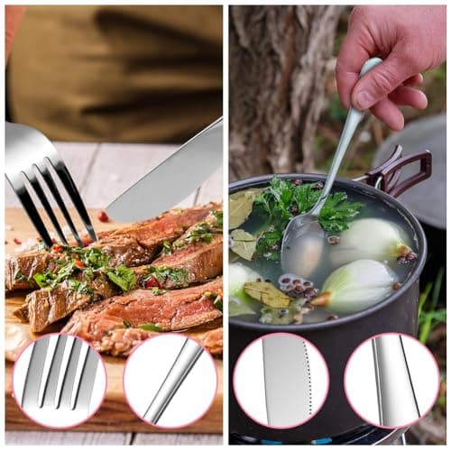 HOTUT Travel Cutlery Set, 3 PCS Cutlery Set with Portable Pouch Case, Reusable, Stainless Steel Flatware, Portable Utensils for Outdoor Travel Picnic Office School Lunch Box - Pink — view 4
