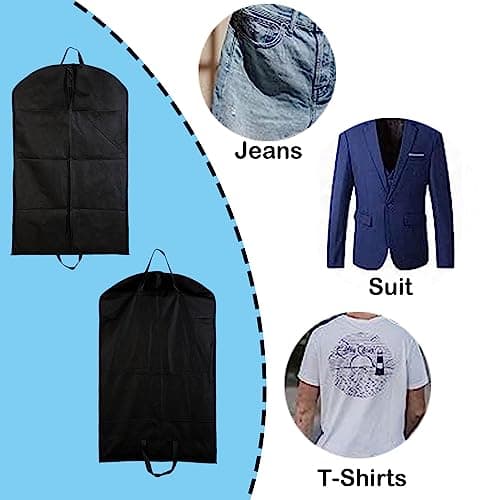 2Pcs Suit Bag,Black Suit Carriers for Men for Travel,Which Dust Cover and Reusable for Suits and Coats,Zipper Garment Bag,Breathable Suit Bag Perfect for Travel or Home. — view 4