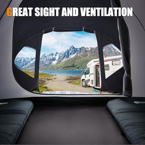 Portal 4 Man Blackout Tent with Porch Camping Tent for 3 to 4 Persons with Sewn-in Groundsheet 4000mm Waterproof Festival Tent Lightweight Dome Tent for Outdoor Backpacking Hiking — view 5