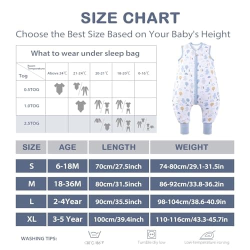 ToyaTec Baby Sleeping Bag with feet Super soft Rayon Made from Bamboo,Children's Bamboo fiber Sleeping Bag 2.5 Tog Autumn Winter Sleeping Blanket(Bear,L) — view 6