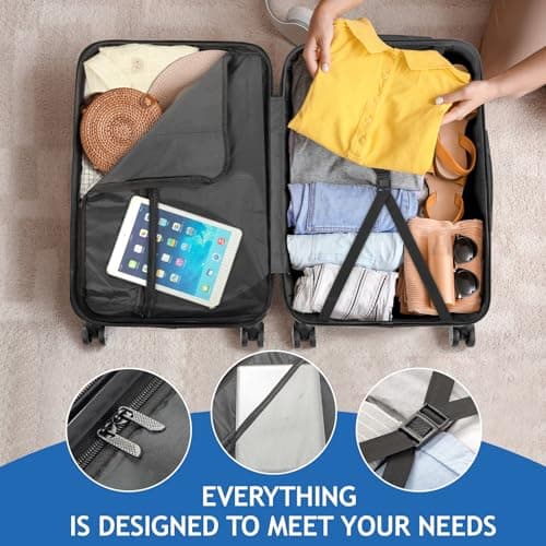 Karl home Lightweight Suitcase Set ABS Hard Shell Luggage, 3-Piece Blue — view 5
