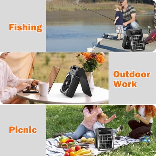 iYeHo Solar-Powered Camping Fan with LED Lantern,10400mAh Rechargeable Battery Operated Portable,Timer,Phone Charging and Eco-Friendly Fan,for Camping,Fishing, Power Outage,Hurricane,Travel — view 4