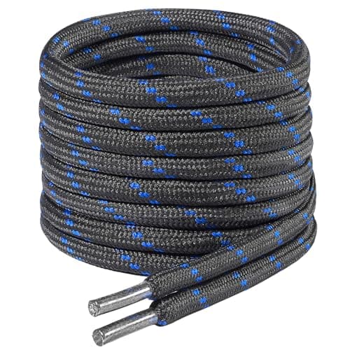 7STROBBS 2 PAIRS Strong Work Laces, Heavy Duty Round Shoelaces for Walking, Trainers, Hiking, Safety Boots, Thick Shoe Lace Dark Grey Blue 120CM