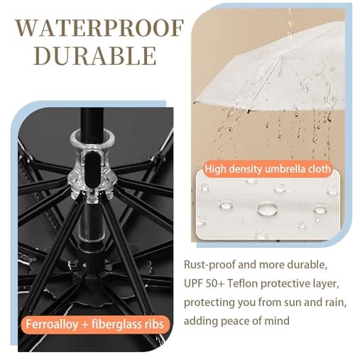 Travebo Travel Folding Umbrella with Cute Duck wooden Handle,Wide Strap,Rain/Sun,UPF 50+,UV Protection,Compact, Lightweight Portable, Sturdy & Collapsible,8 Ribs, Women/Kids,Backpack/Car, Dark black — view 3