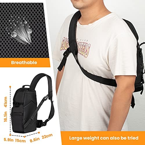 TARION Camera Sling Bag for Travel - Compact Photography Shoulder Bag with Side Access Waterproof Rain Cover for DSLR SLR Mirrorless Cameras Black TR-S — view 6