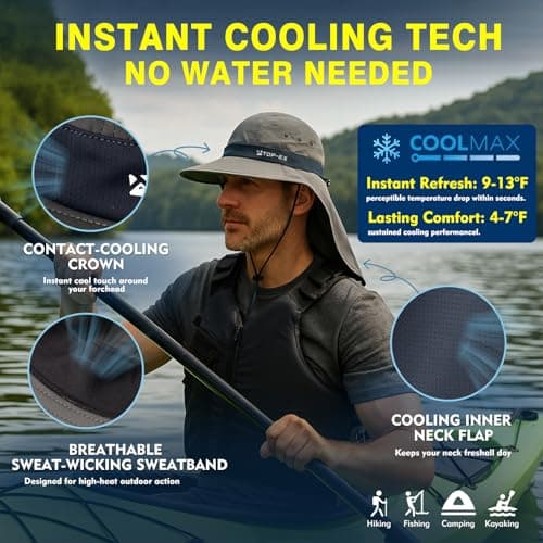 TOP-EX Cooling Sun Hat, UPF 50+, Neck Flap, Light Khaki, XL/XXL — view 6