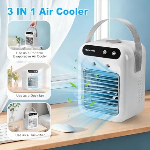 Portable Air Cooler, Mini Air Conditioner with 1800mAh Battery & Water Tank — view 3