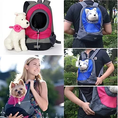NHSUNRAY Pet Backpack Carrier for Small Dog Cat Puppy (8lb Max) On-the-Go Travel Pet Front Back bag Breathable Soft Mesh Pup Pack (Rose) — view 5