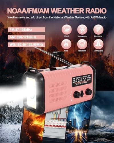 Wind Up Solar Radio, 20000mAh Emergency Hand Crank Weather Radio AM/FM — view 2