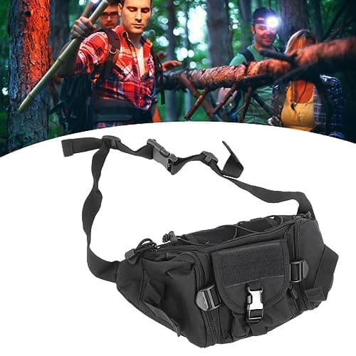 LIYJTK Men Waist Bag Oxford Cloth Waistpack Portable Chest Pouch Hip Pack for Travel Hiking Running Outdoor Sports Black Adventure Mountaineering — view 3