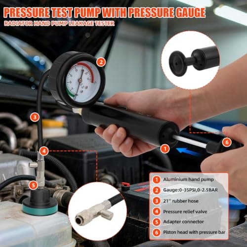 LIKEEM 28PCS Coolant Pressure Tester Kit, Universal Radiator Leak Detector with Vacuum Purge and Coolant Refill Tool, Complete Cooling System Test Set with Multi-Size Adapters for Most Car Brands — view 4