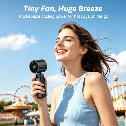 3-in-1 Handheld Fan Portable,5000mAh Rechargeable Personal Fan with High Speed 100-Level Turbo Cooling,12H Runtime,LED Display,Foldable Mini Handheld Fan for Summer Outdoor Travel Essentials — view 5