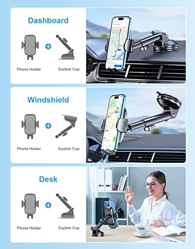 CIRYCASE Car Phone Holder, [Ultra Powerful Suction] Dashboard Phone Holder — view 2