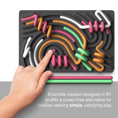 Pushpeel Sensory Activity Board: Silicone Fidget Toy for Calming, Stress, Anxiety, ADHD & Autism | Silent, No Mess | Kids 3+ & Adults | Includes Portable Travel Bag & 11 Strings (Granite) — view 5